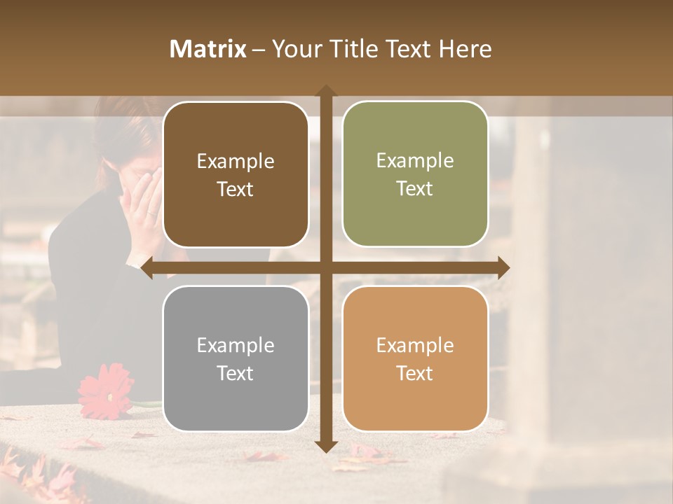 Woman Laying Flower On Grave In Cemetery PowerPoint Template