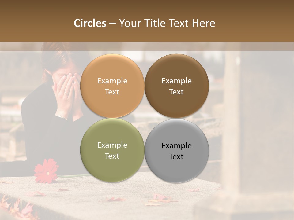 Woman Laying Flower On Grave In Cemetery PowerPoint Template