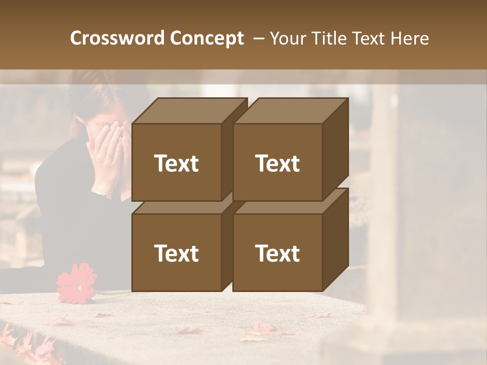 Woman Laying Flower On Grave In Cemetery PowerPoint Template