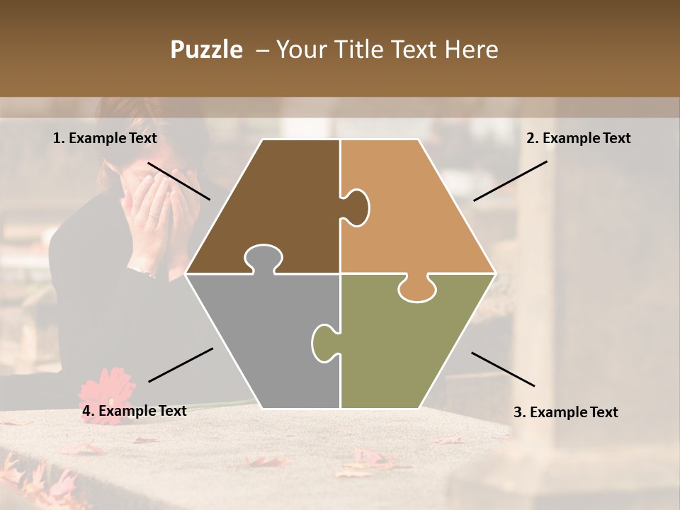 Woman Laying Flower On Grave In Cemetery PowerPoint Template
