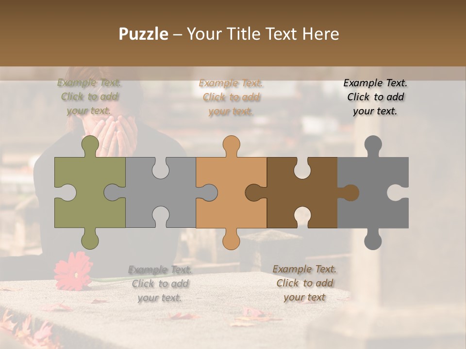 Woman Laying Flower On Grave In Cemetery PowerPoint Template