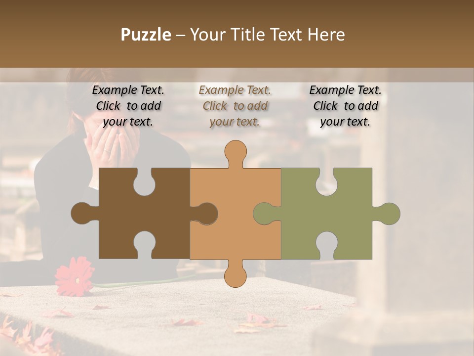 Woman Laying Flower On Grave In Cemetery PowerPoint Template