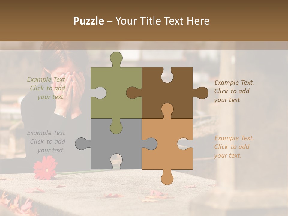 Woman Laying Flower On Grave In Cemetery PowerPoint Template