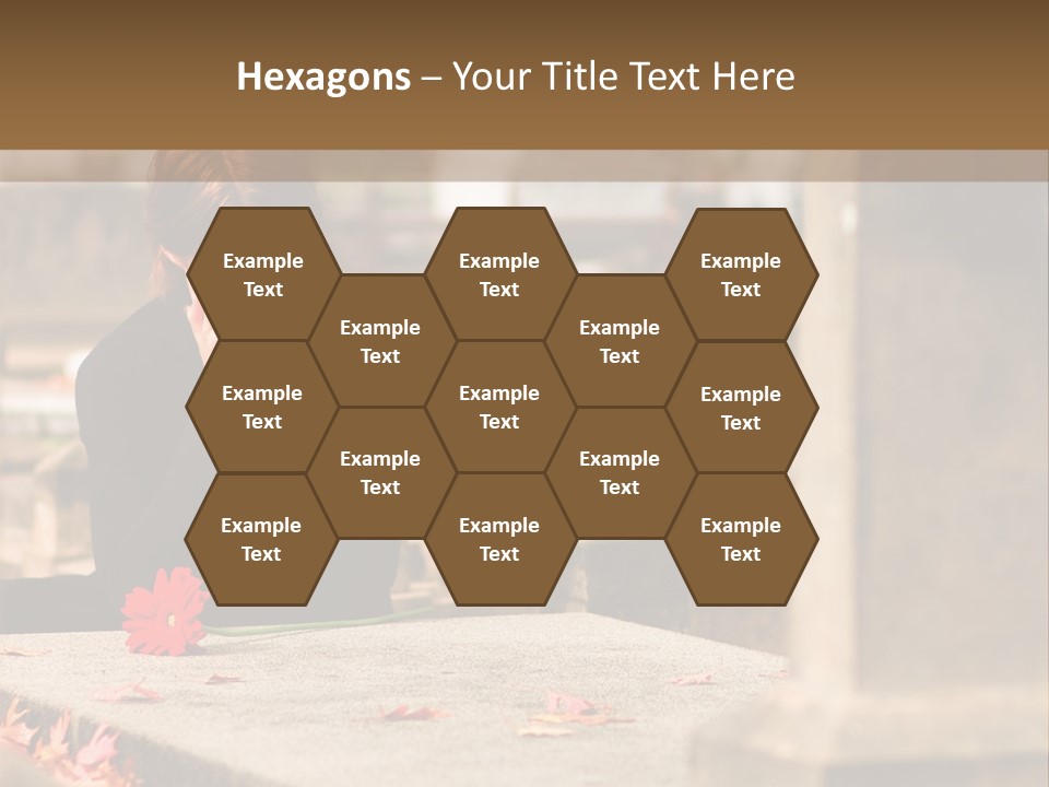 Woman Laying Flower On Grave In Cemetery PowerPoint Template