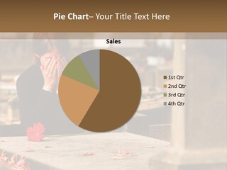 Woman Laying Flower On Grave In Cemetery PowerPoint Template