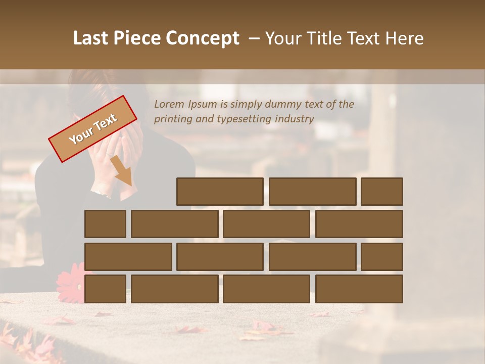 Woman Laying Flower On Grave In Cemetery PowerPoint Template