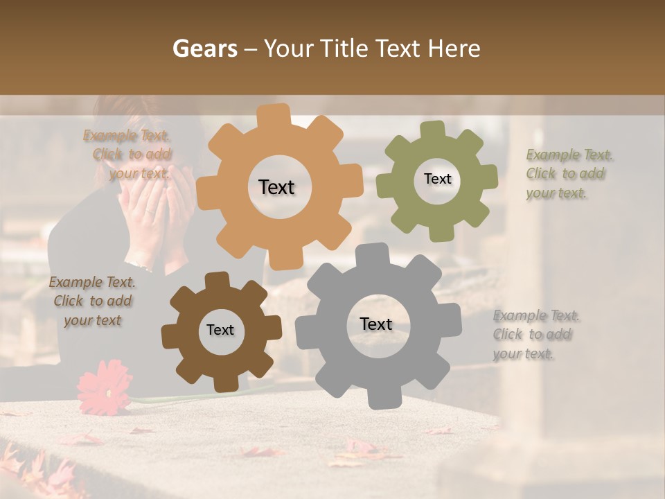 Woman Laying Flower On Grave In Cemetery PowerPoint Template