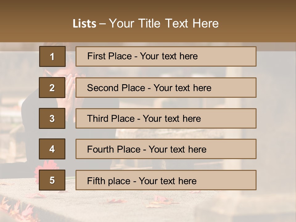 Woman Laying Flower On Grave In Cemetery PowerPoint Template