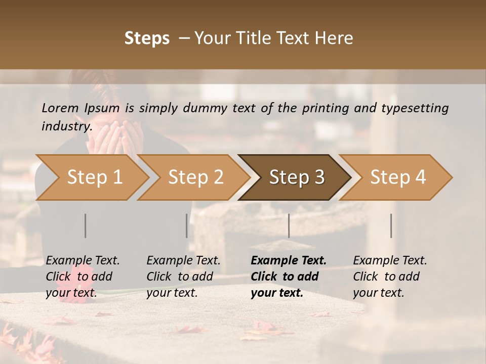 Woman Laying Flower On Grave In Cemetery PowerPoint Template