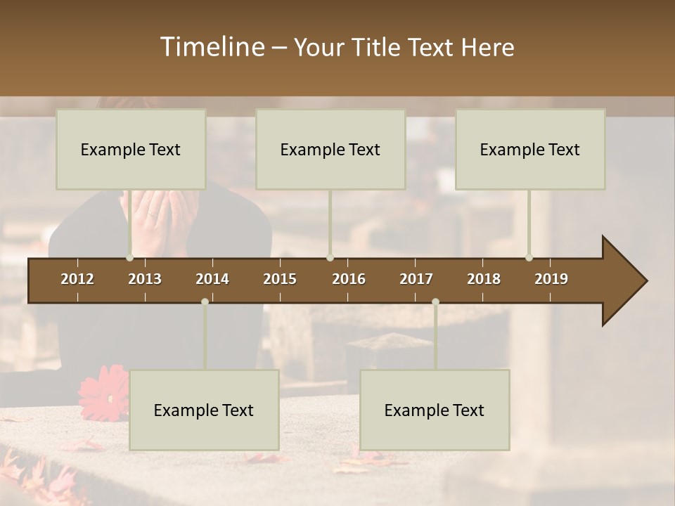 Woman Laying Flower On Grave In Cemetery PowerPoint Template