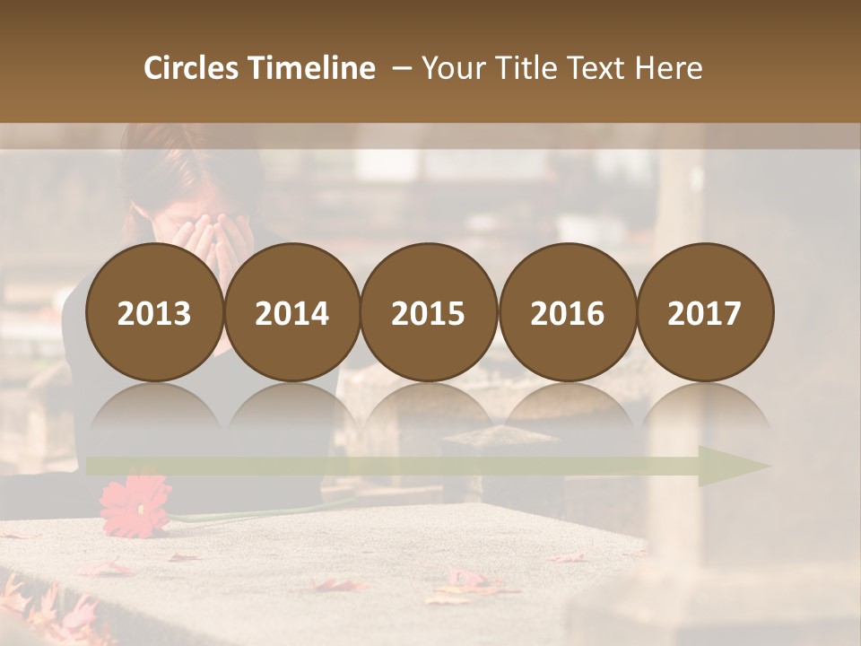 Woman Laying Flower On Grave In Cemetery PowerPoint Template