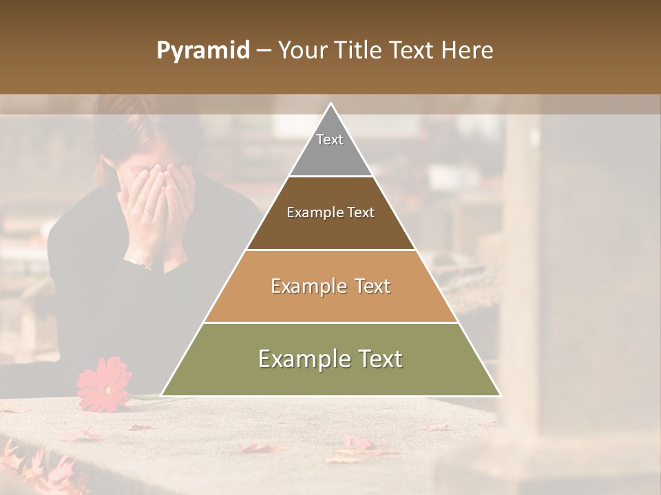 Woman Laying Flower On Grave In Cemetery PowerPoint Template