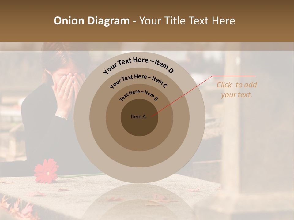 Woman Laying Flower On Grave In Cemetery PowerPoint Template