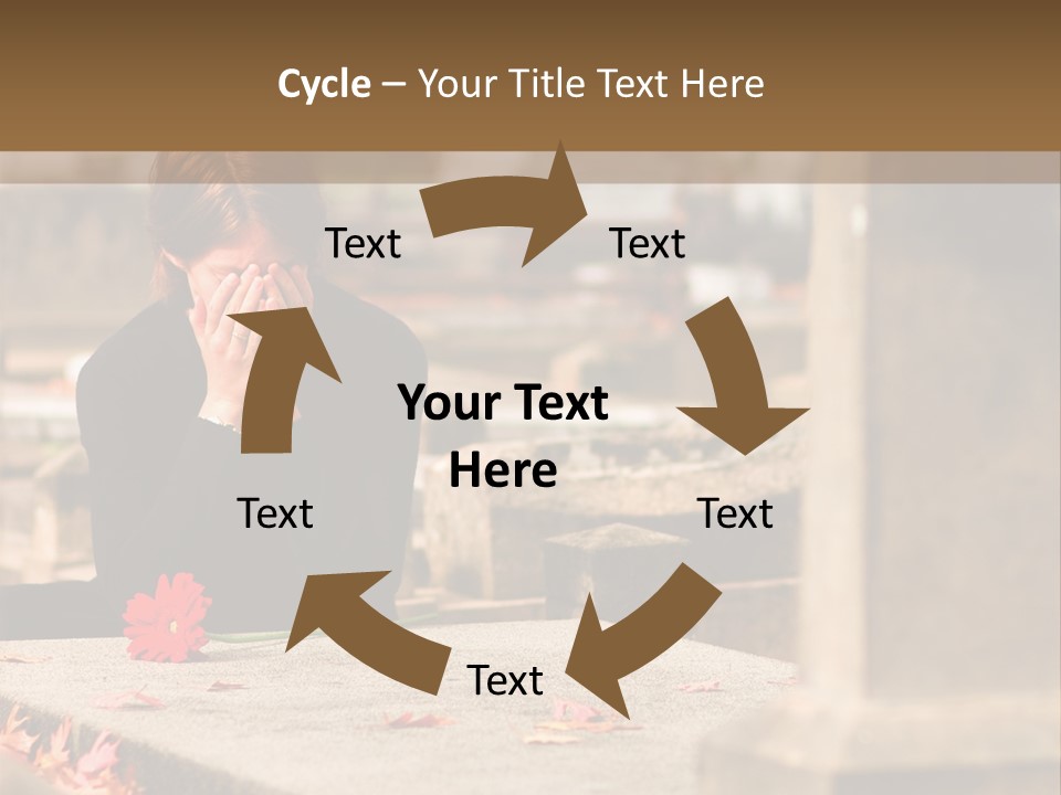 Woman Laying Flower On Grave In Cemetery PowerPoint Template