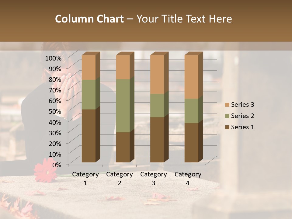 Woman Laying Flower On Grave In Cemetery PowerPoint Template