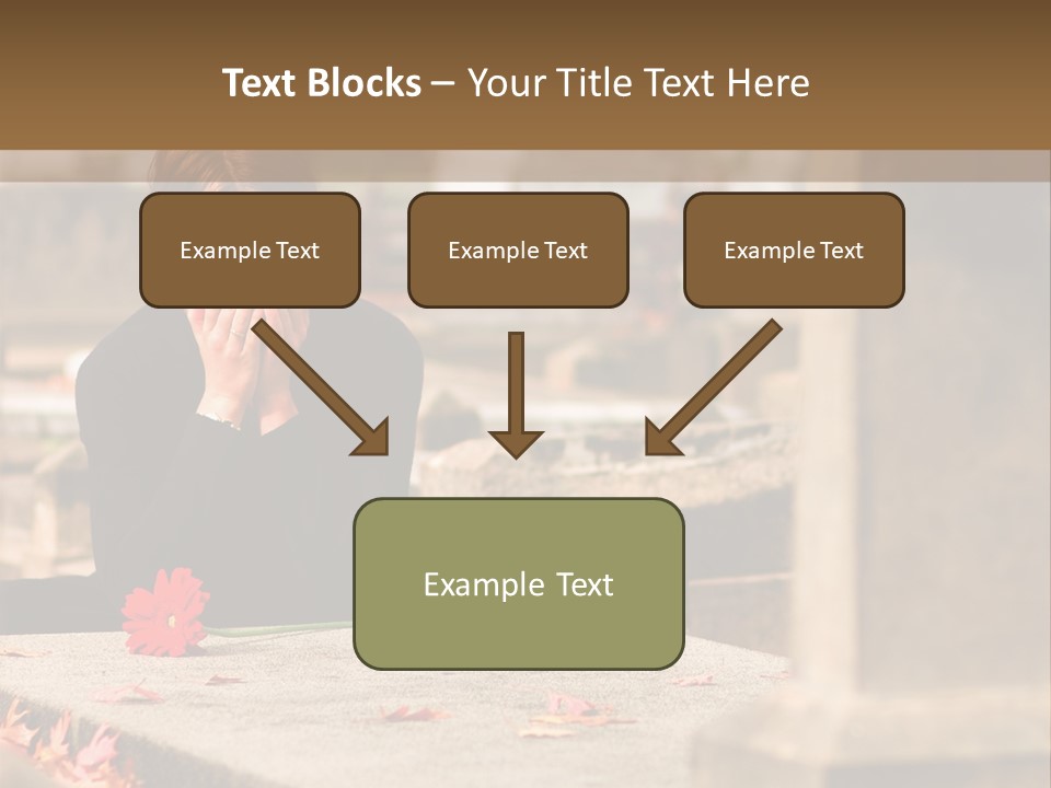 Woman Laying Flower On Grave In Cemetery PowerPoint Template