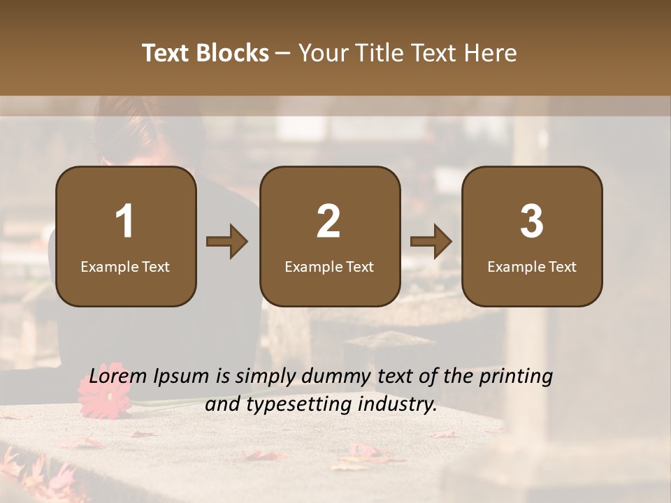 Woman Laying Flower On Grave In Cemetery PowerPoint Template
