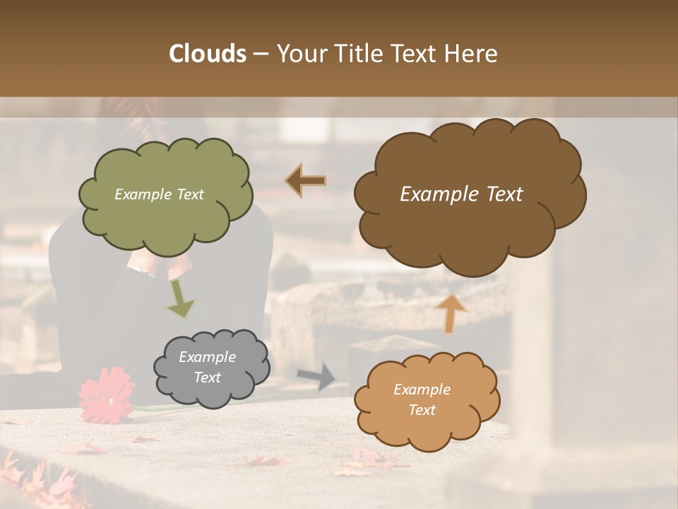 Woman Laying Flower On Grave In Cemetery PowerPoint Template