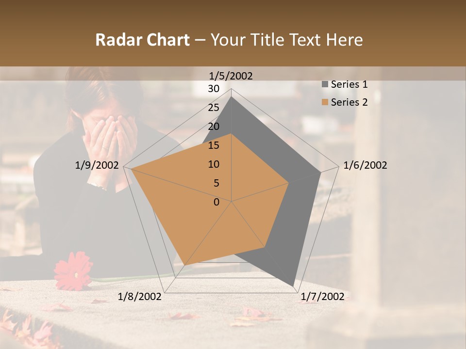 Woman Laying Flower On Grave In Cemetery PowerPoint Template