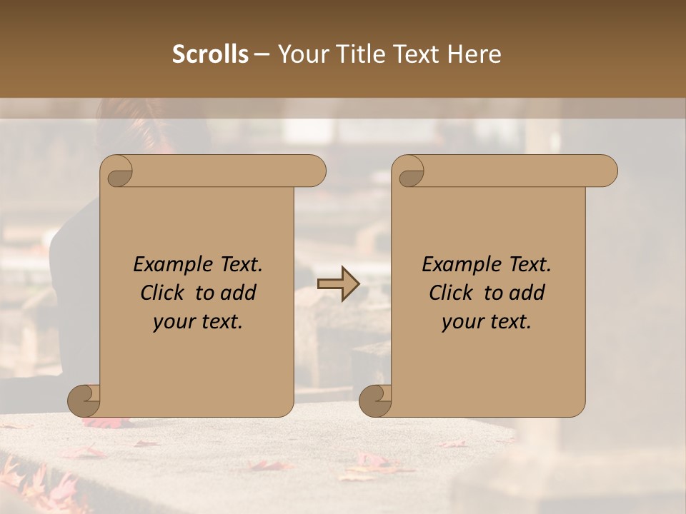 Woman Laying Flower On Grave In Cemetery PowerPoint Template