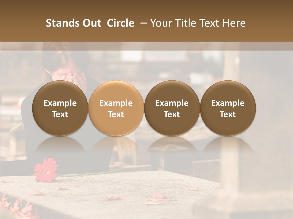 Woman Laying Flower On Grave In Cemetery PowerPoint Template