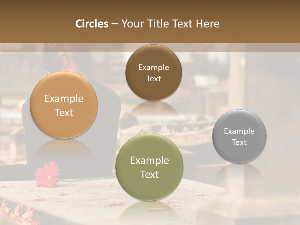 Woman Laying Flower On Grave In Cemetery PowerPoint Template