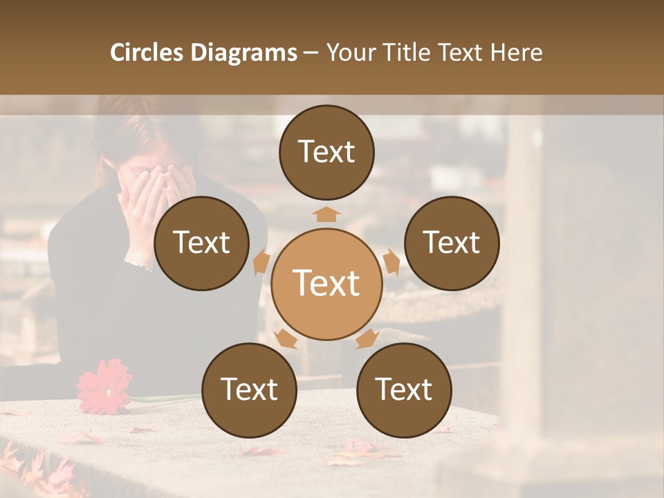 Woman Laying Flower On Grave In Cemetery PowerPoint Template