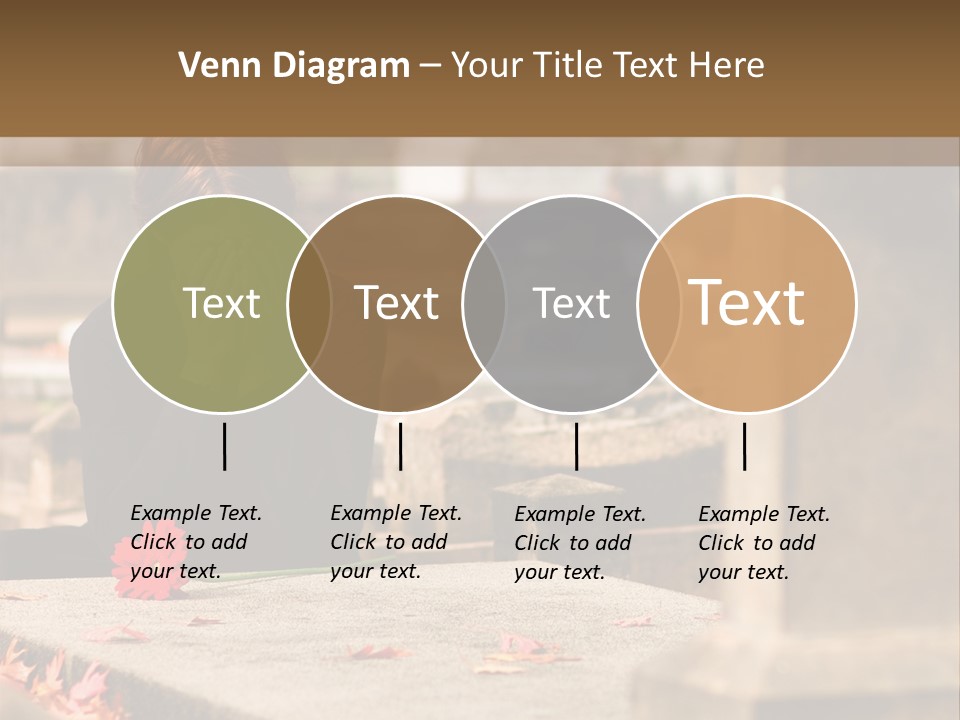 Woman Laying Flower On Grave In Cemetery PowerPoint Template