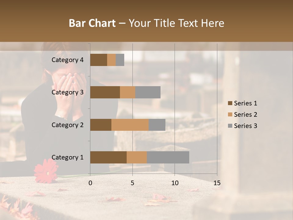Woman Laying Flower On Grave In Cemetery PowerPoint Template