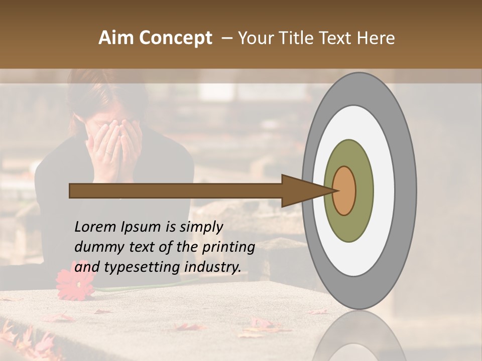 Woman Laying Flower On Grave In Cemetery PowerPoint Template