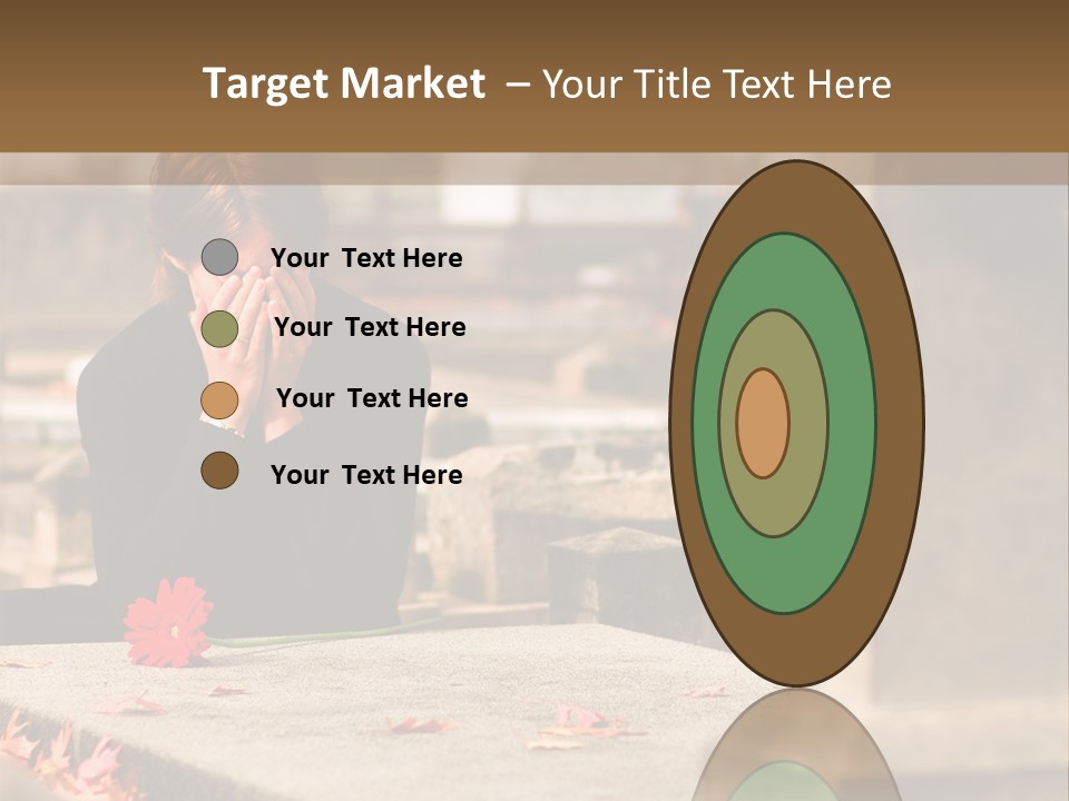 Woman Laying Flower On Grave In Cemetery PowerPoint Template