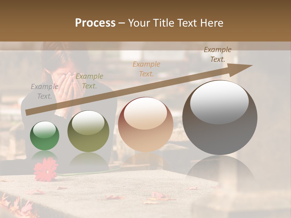 Woman Laying Flower On Grave In Cemetery PowerPoint Template
