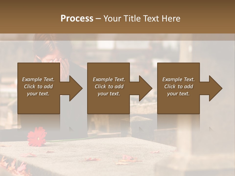 Woman Laying Flower On Grave In Cemetery PowerPoint Template