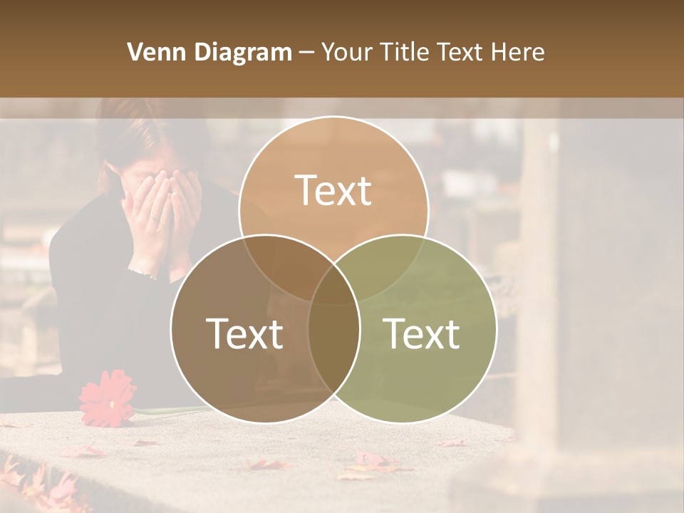 Woman Laying Flower On Grave In Cemetery PowerPoint Template