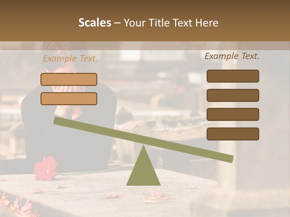 Woman Laying Flower On Grave In Cemetery PowerPoint Template