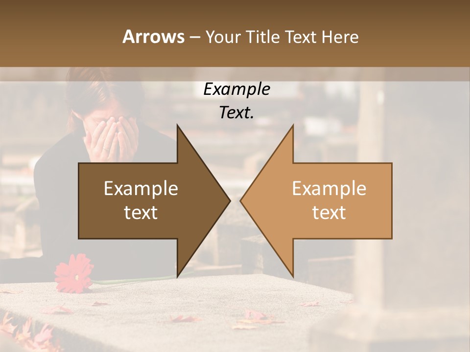 Woman Laying Flower On Grave In Cemetery PowerPoint Template