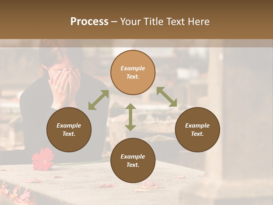 Woman Laying Flower On Grave In Cemetery PowerPoint Template