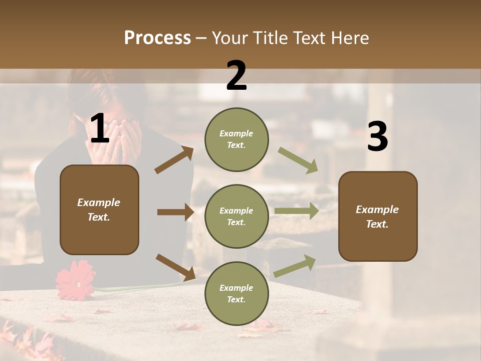 Woman Laying Flower On Grave In Cemetery PowerPoint Template