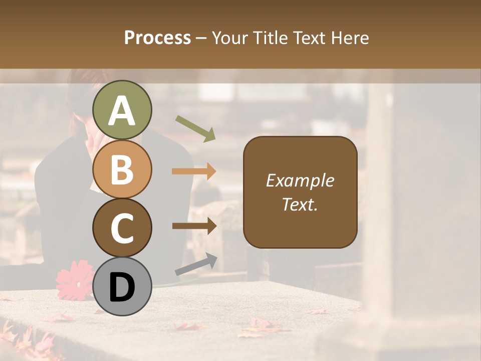 Woman Laying Flower On Grave In Cemetery PowerPoint Template