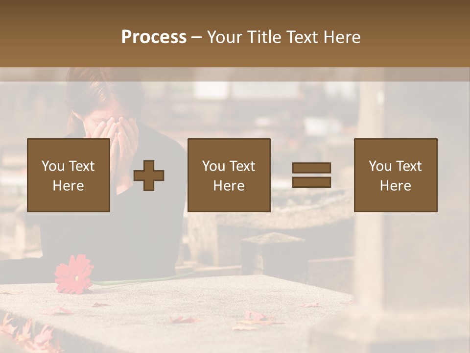Woman Laying Flower On Grave In Cemetery PowerPoint Template