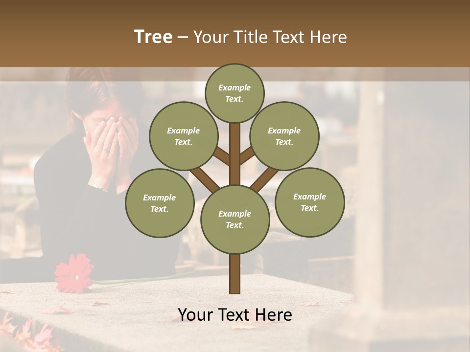 Woman Laying Flower On Grave In Cemetery PowerPoint Template