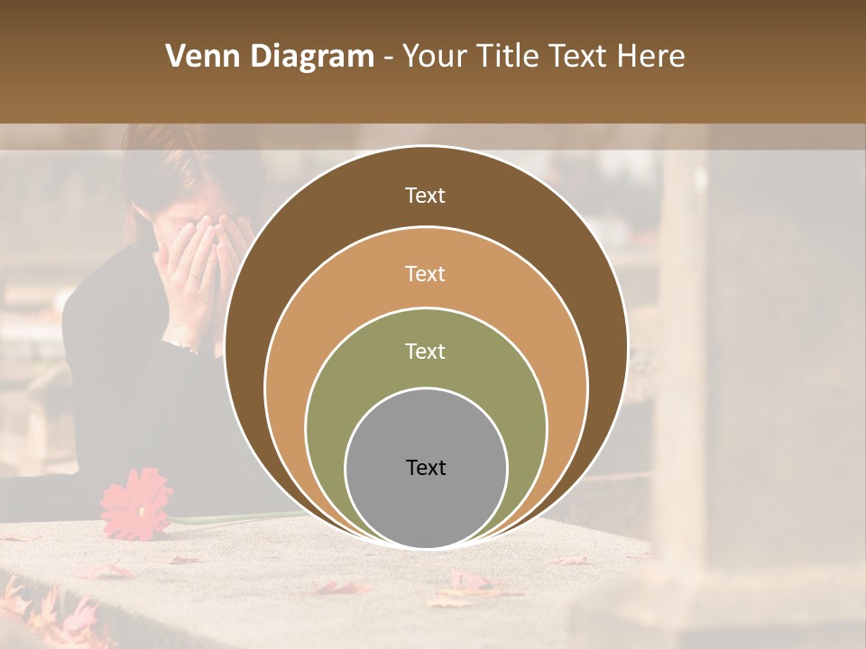 Woman Laying Flower On Grave In Cemetery PowerPoint Template