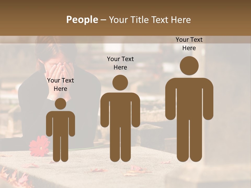 Woman Laying Flower On Grave In Cemetery PowerPoint Template