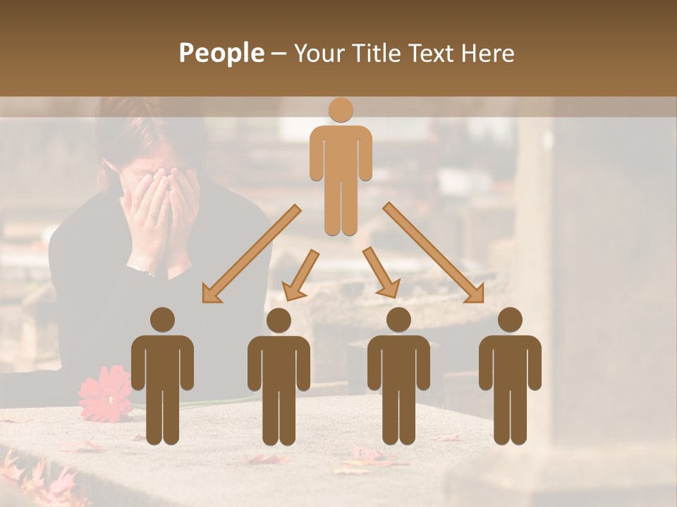 Woman Laying Flower On Grave In Cemetery PowerPoint Template