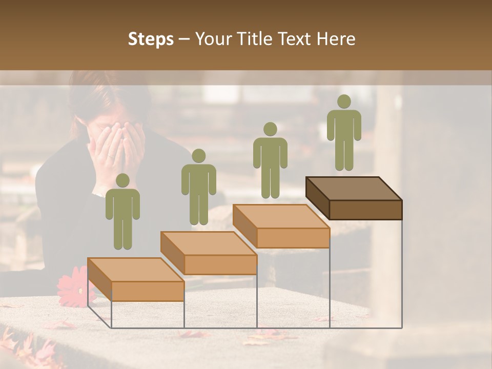 Woman Laying Flower On Grave In Cemetery PowerPoint Template