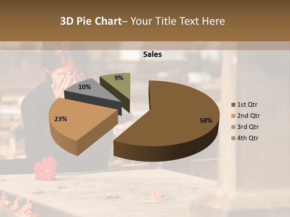 Woman Laying Flower On Grave In Cemetery PowerPoint Template
