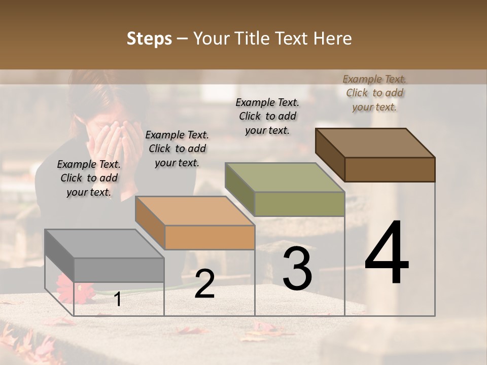 Woman Laying Flower On Grave In Cemetery PowerPoint Template