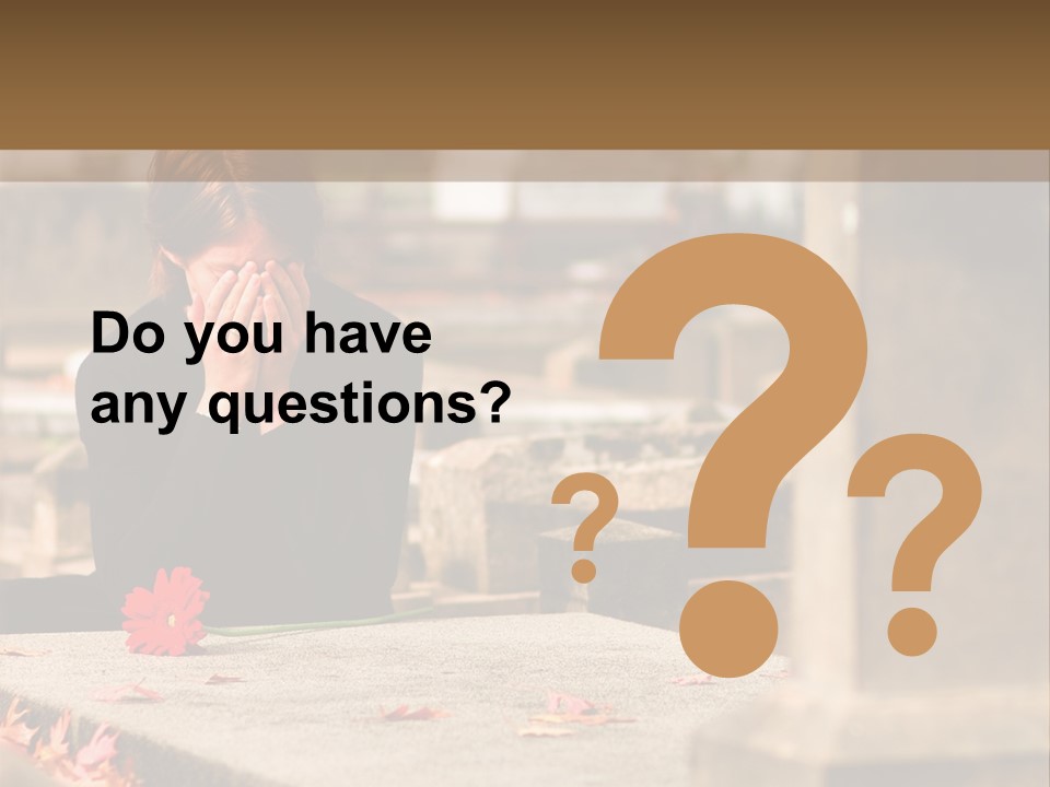 Woman Laying Flower On Grave In Cemetery PowerPoint Template