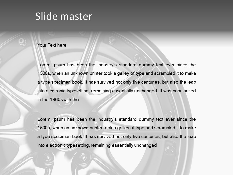 Close Up Rendering Part Of Chrome Car Rim (3D) PowerPoint Template