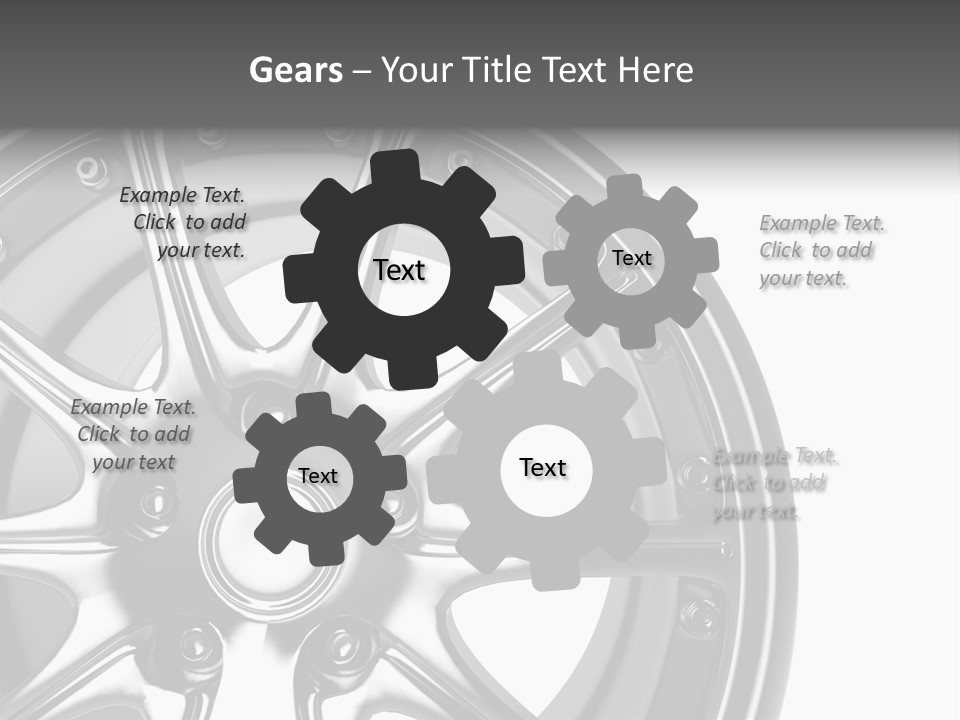 Close Up Rendering Part Of Chrome Car Rim (3D) PowerPoint Template